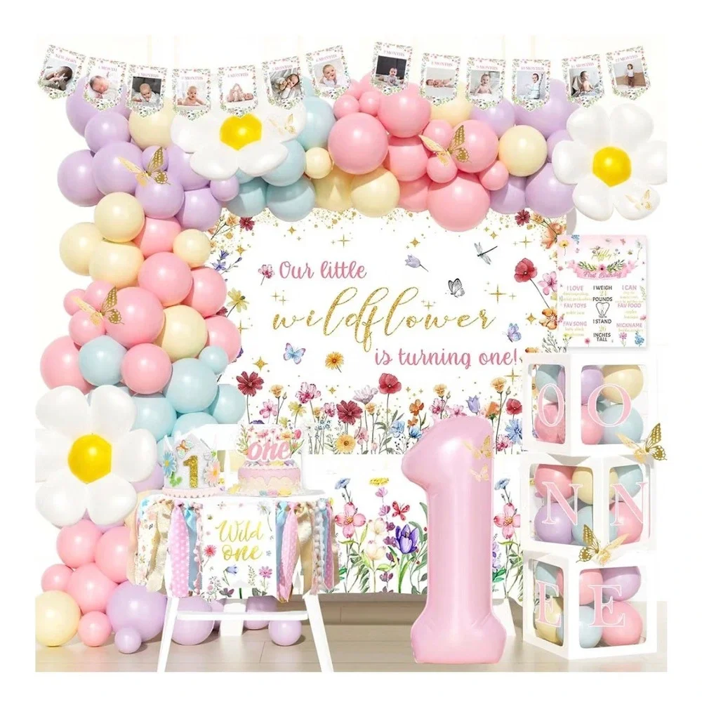 Wildflower First Birthday Party Decorations Girl 1st Birthday Boho Floral Decor